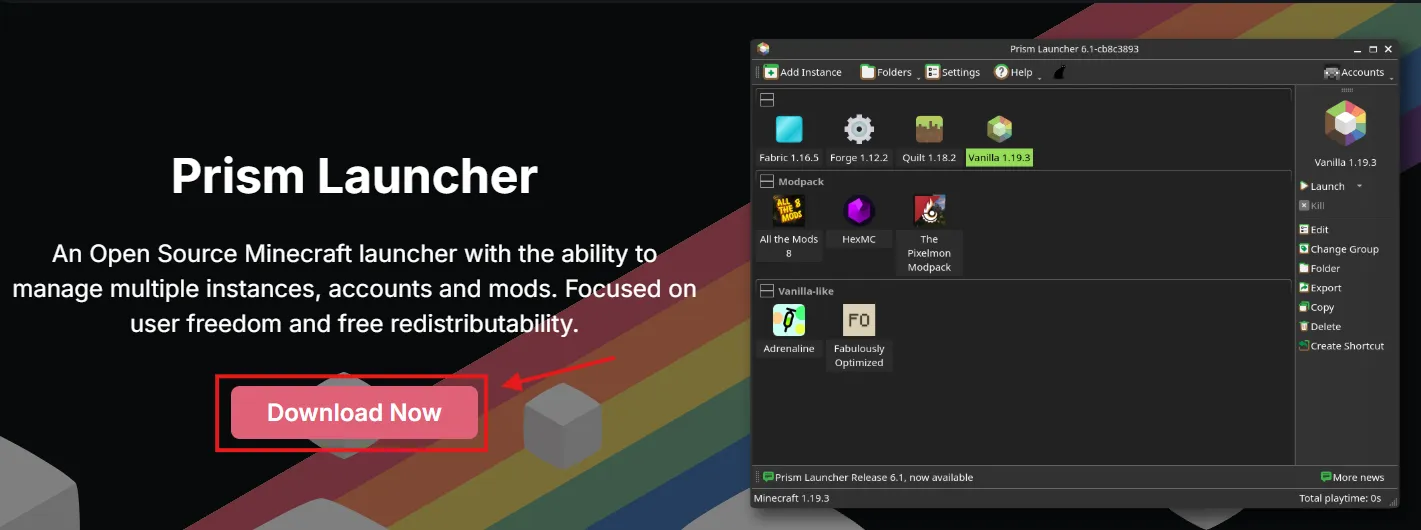 PrismLauncher Download Button